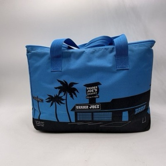 NWT TRADER JOE’S Blue Insulated Tote Bag w/Sturdy Handles and Zipper Top - Picture 8 of 11
